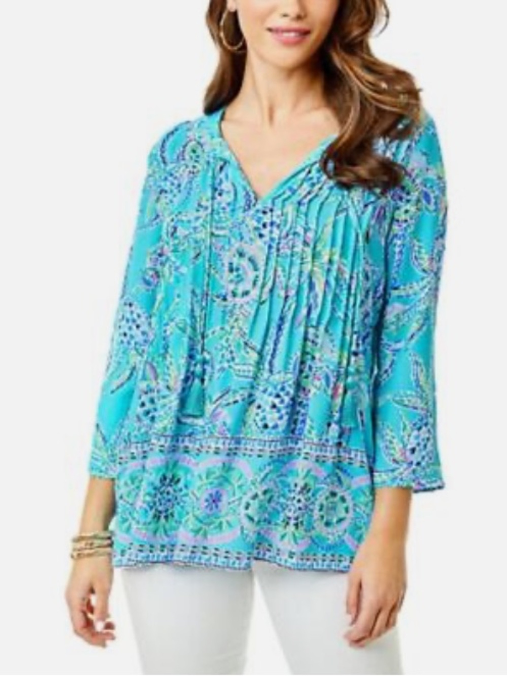 Like New Lilly Pulitzer Marilina Tunic Bermuda Blue Turtle SZN Engineering Tunic